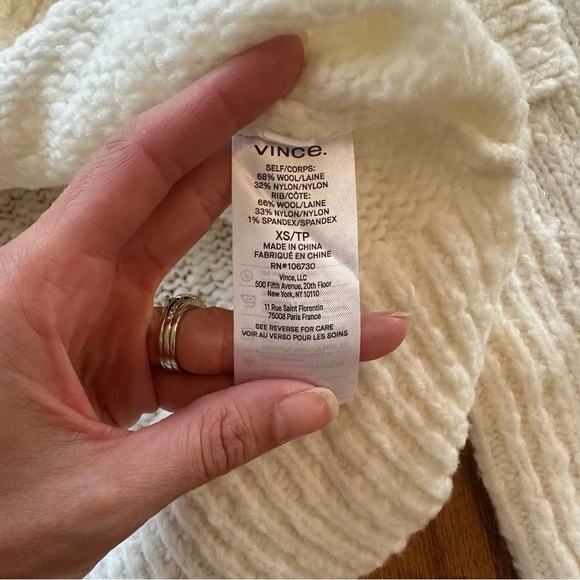 NWT Vince Wool Blend Cream Cowl Turtleneck Sweater Sz XS Cozy Nubby Long Sleeve - Picture 7 of 10